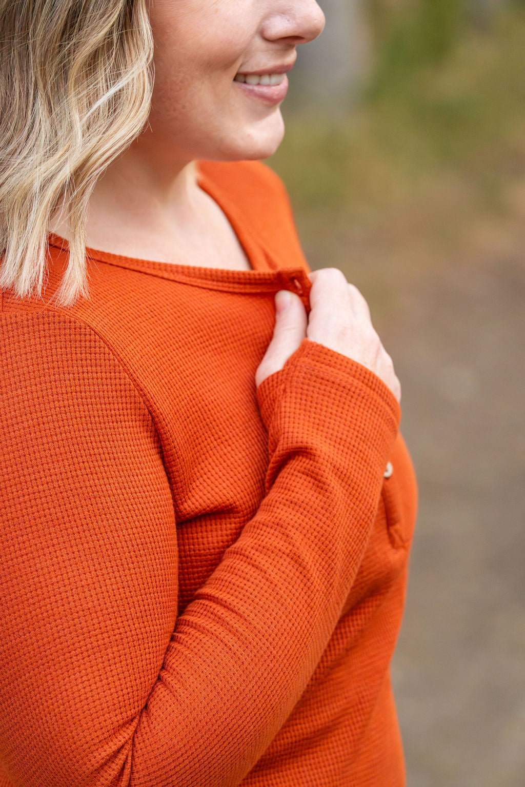 Harper Long Sleeve Henley - Pumpkin