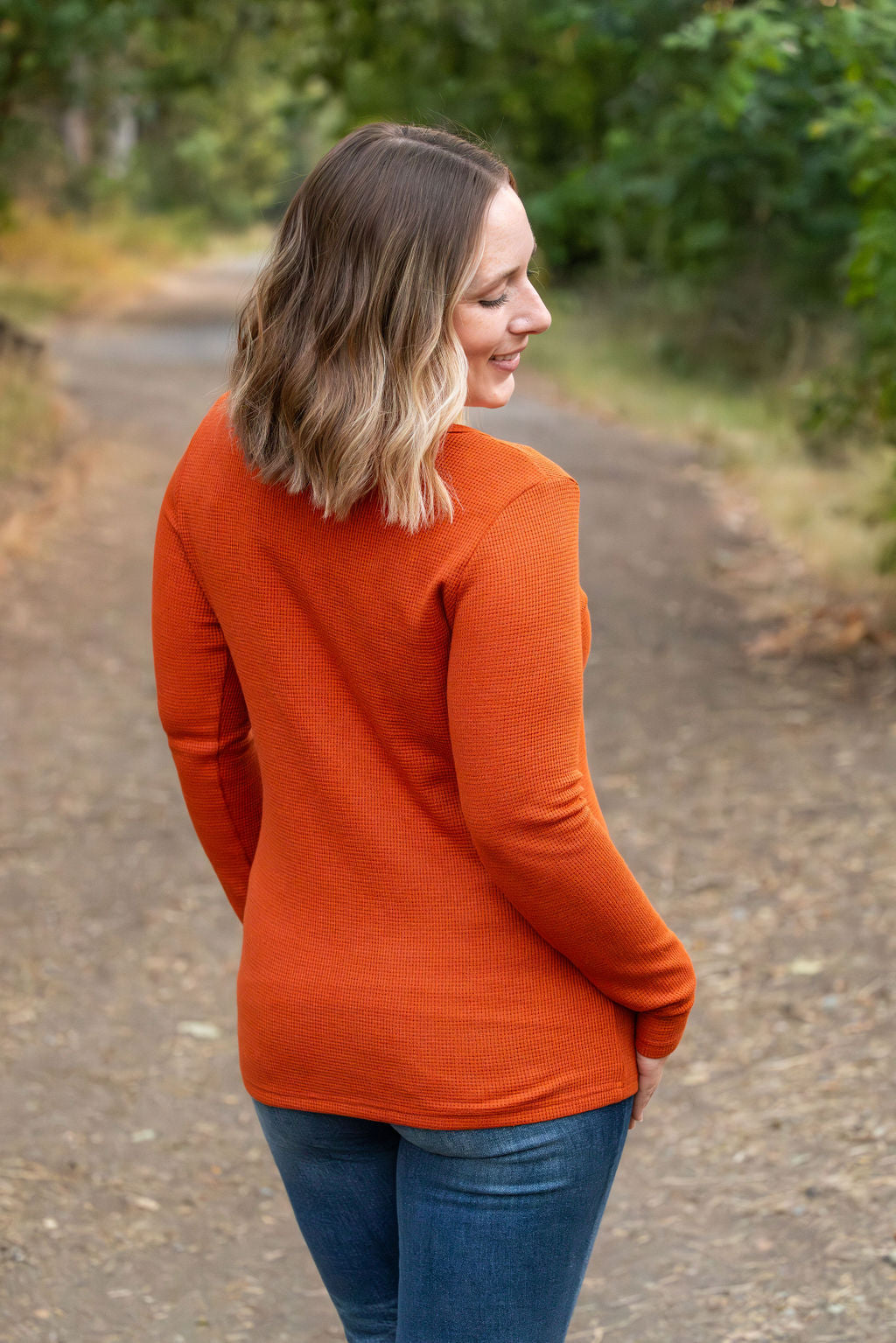 Harper Long Sleeve Henley - Pumpkin