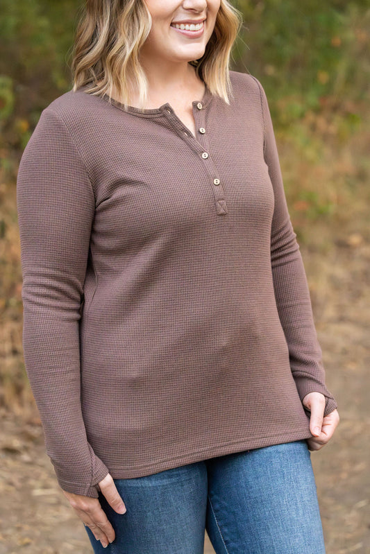 Harper Long Sleeve Henley - Mocha