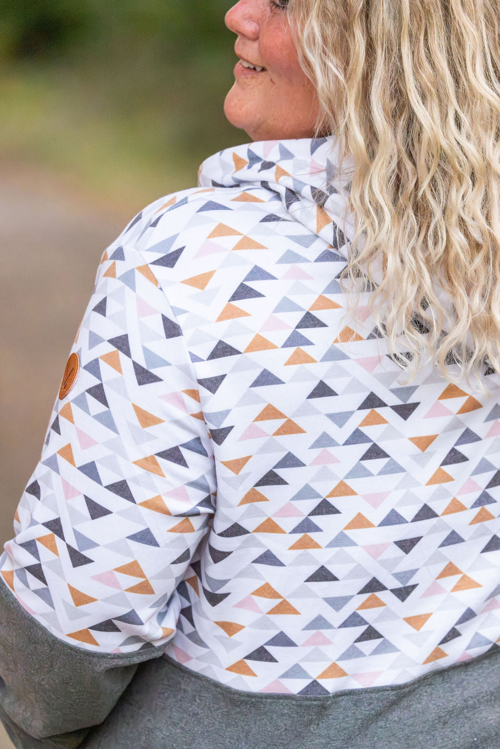 Hailey Pullover Hoodie - Geometric and Charcoal