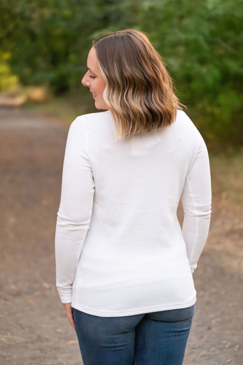 Harper Long Sleeve Henley - White