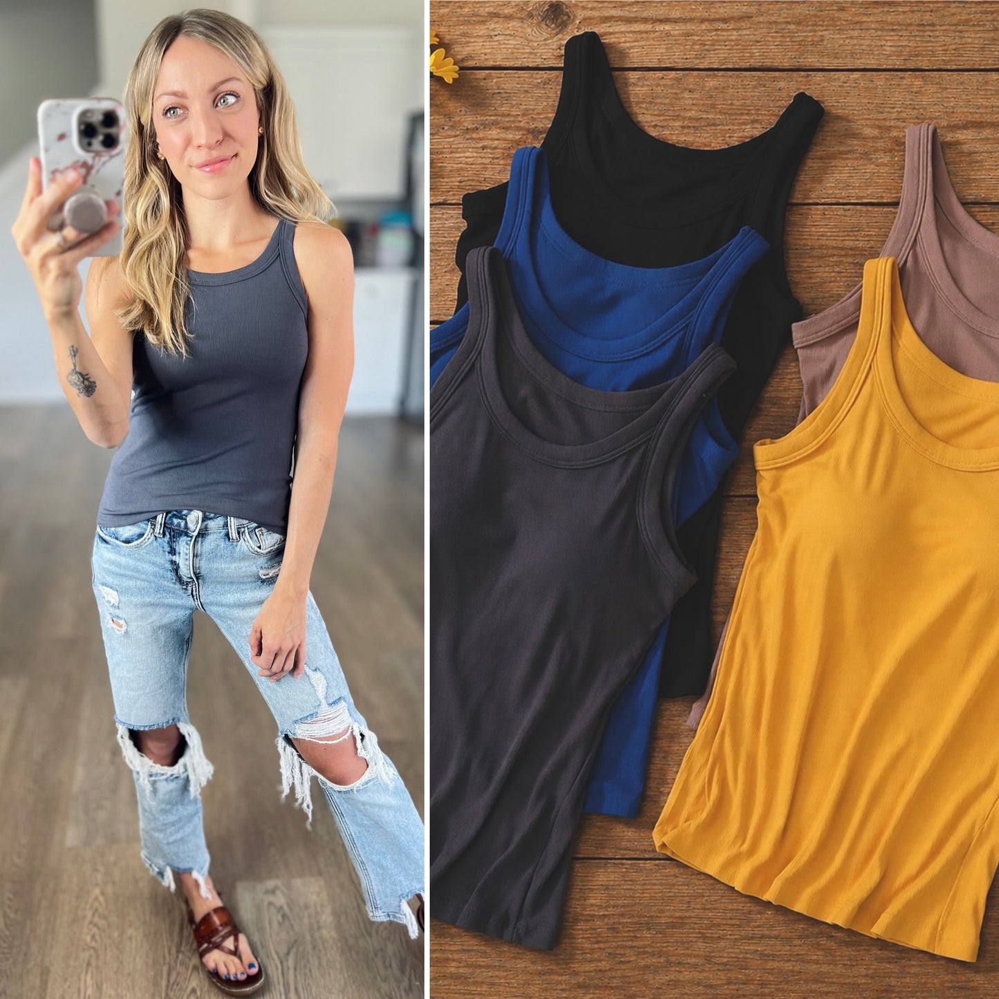 Skinny Rib Built in Bra Tank