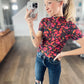 Rose Retro Floral Mesh Top