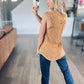 Crinkle Washed Sleeveless Top in Camel