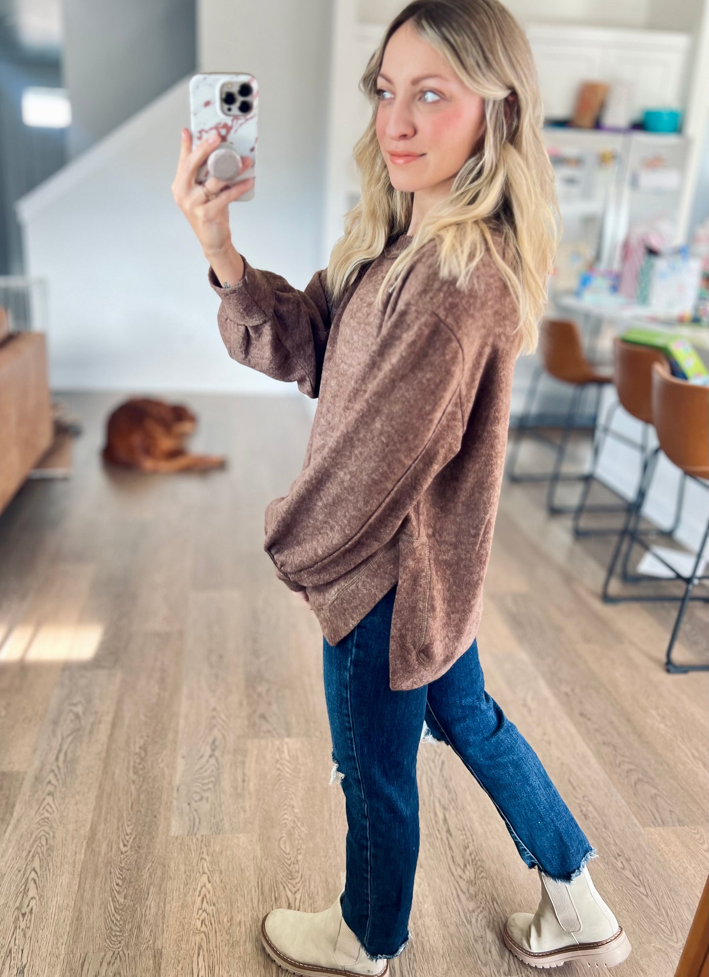 *free ship today* Clearly Needed Hacci Top in Brown