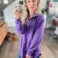 Dark Purple Rounded Hem 1/4 Zip Pullover Preorder