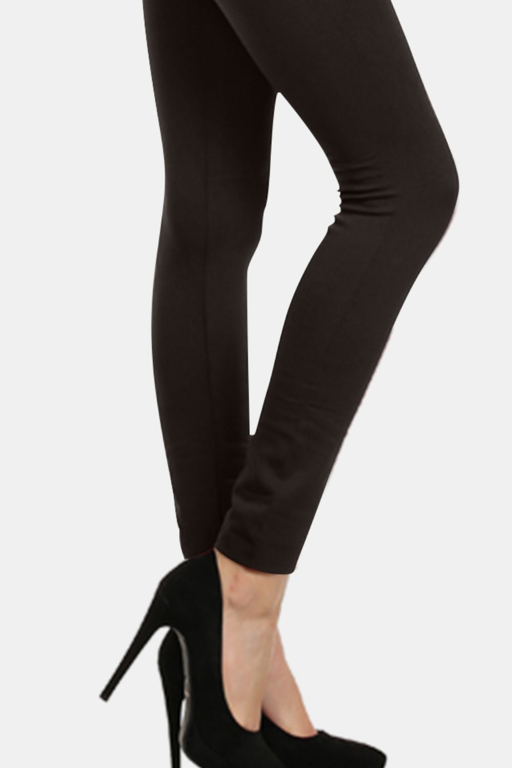 Seamless High Waist Fleece Leggings in Black