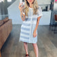 Gray Stripe Mixed Printed T Shirt Dress