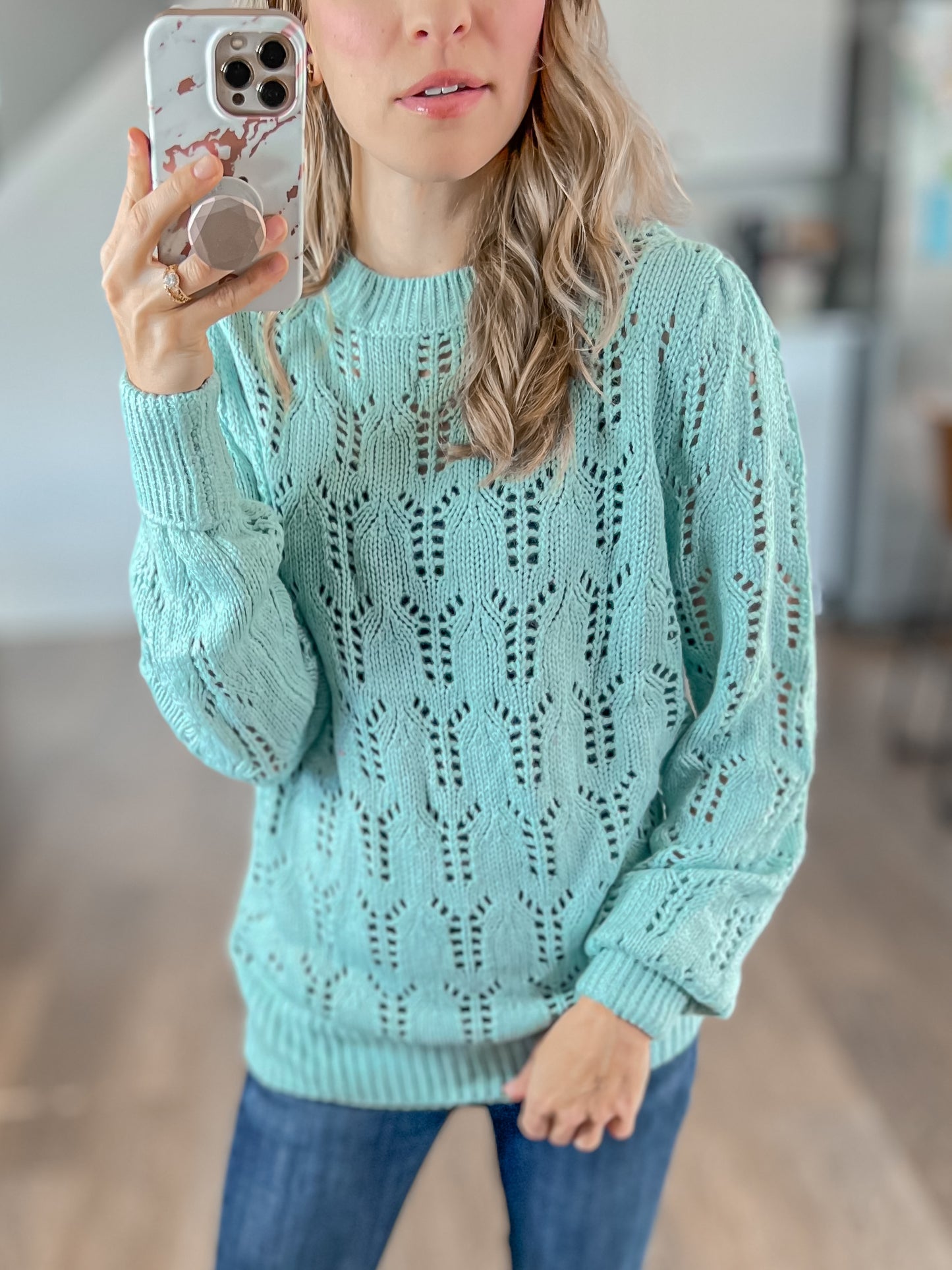 Katie Pointelle Knit Sweater