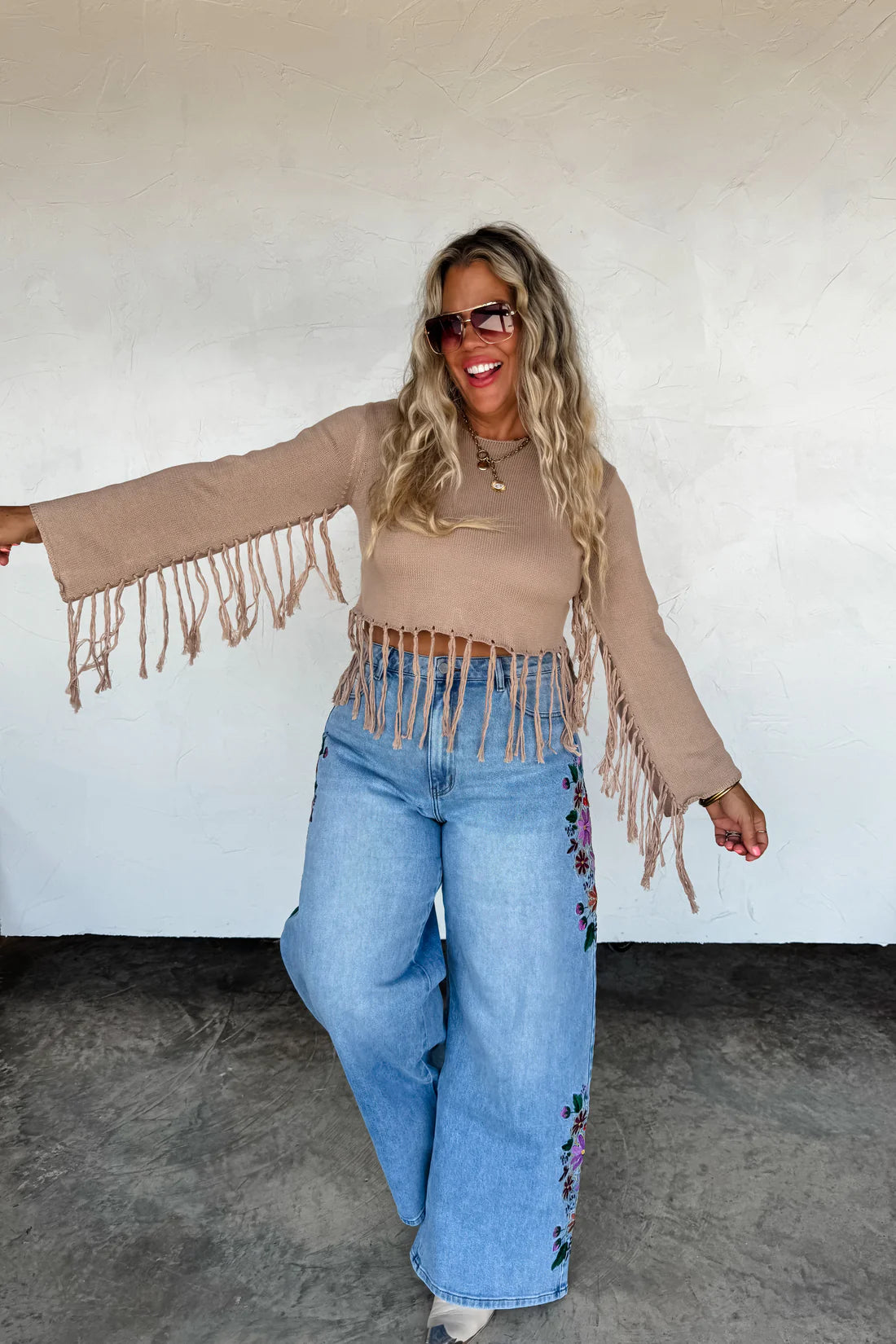 PREORDER: Eva Floral Embroidered Jeans // eta early May