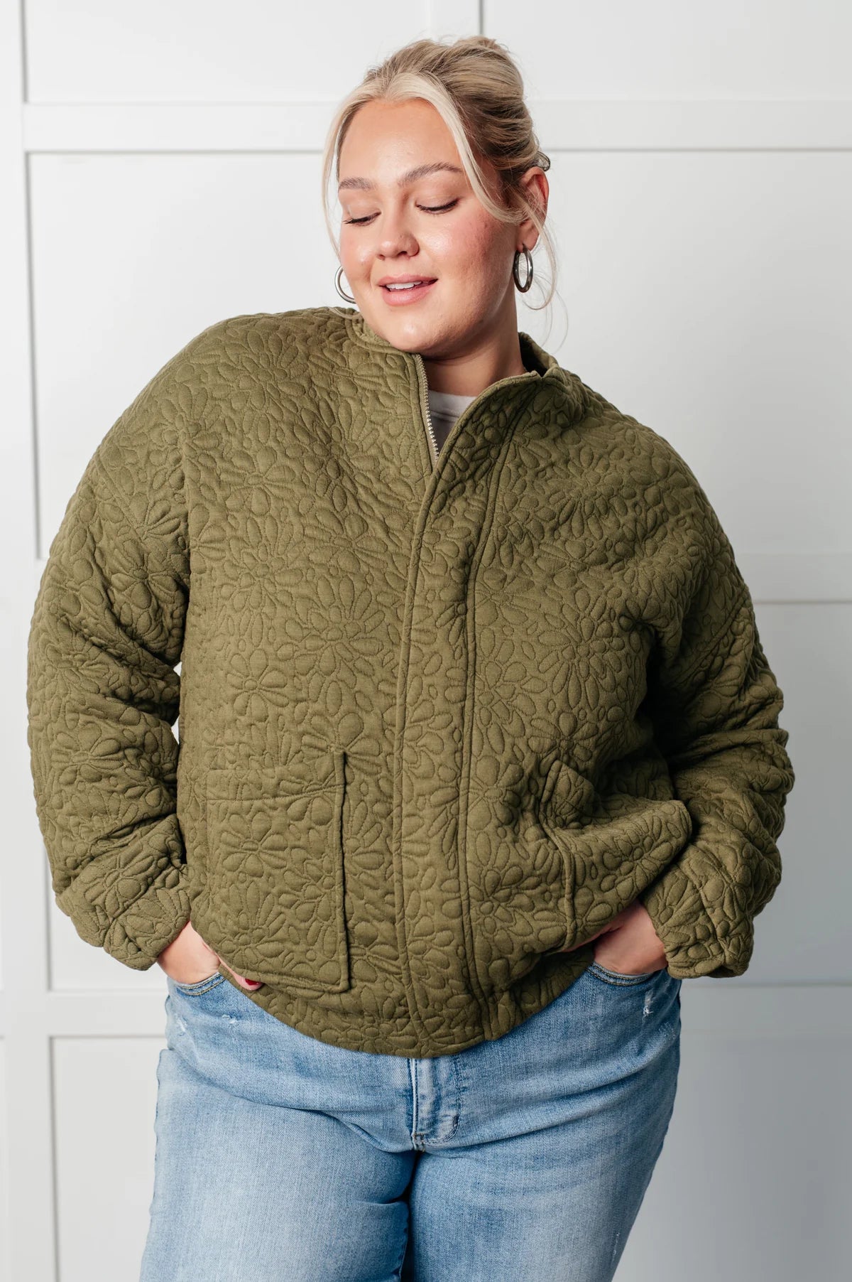 Quilted Floral Bomber Jacket