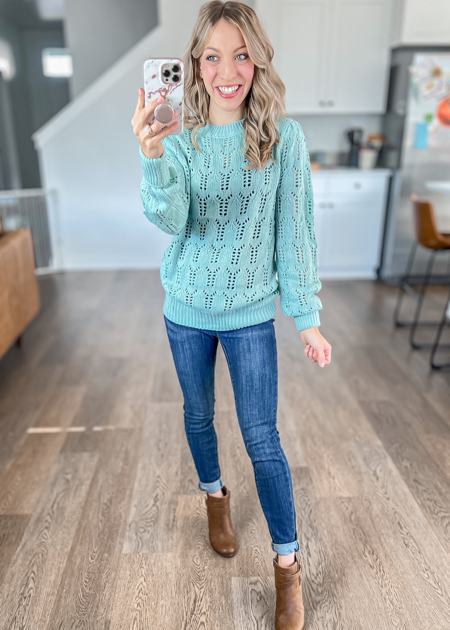 Katie Pointelle Knit Sweater