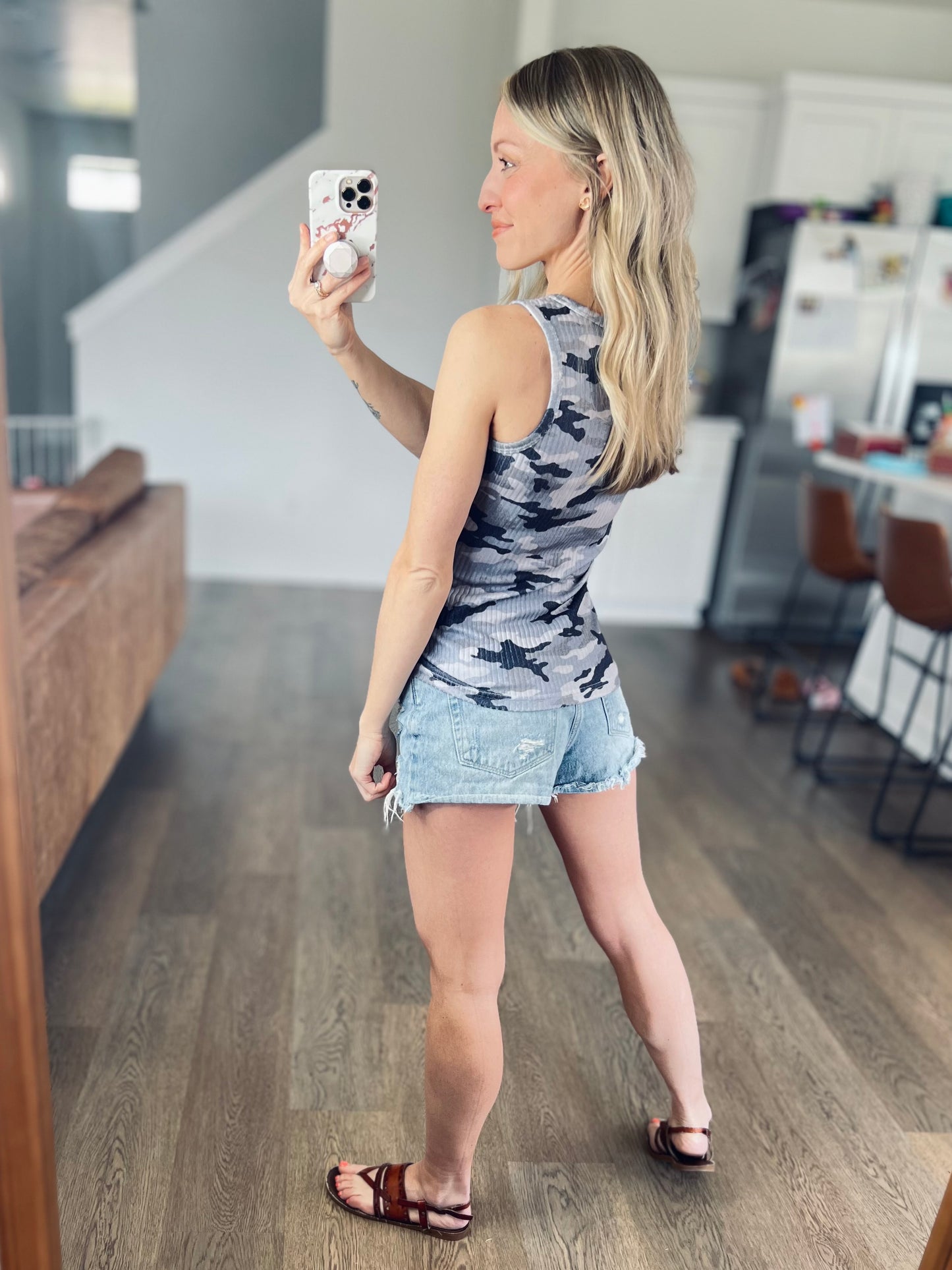 SHIPS FREE TODAY // Gray Camo Ribbed Tank Top