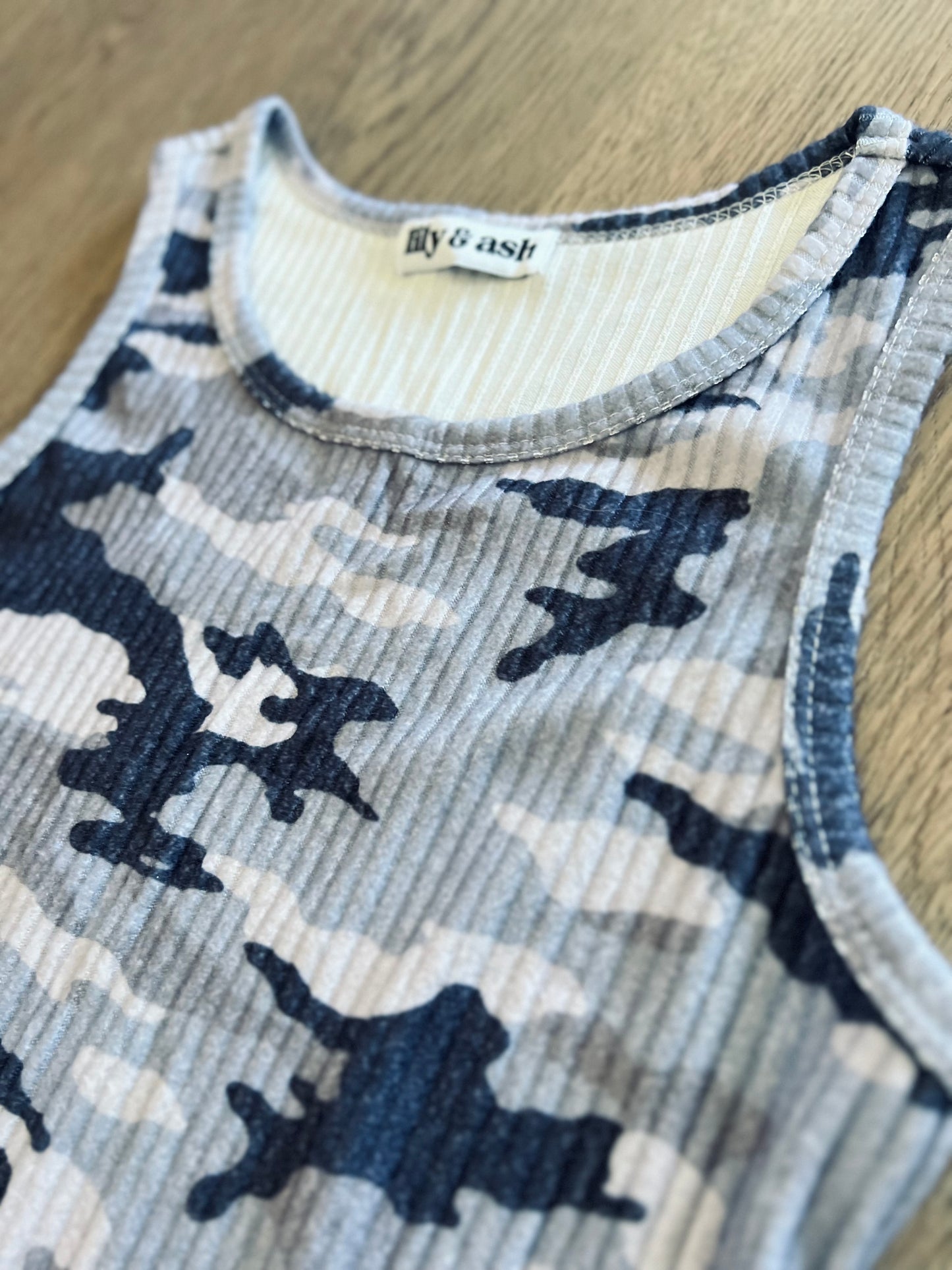 SHIPS FREE TODAY // Gray Camo Ribbed Tank Top
