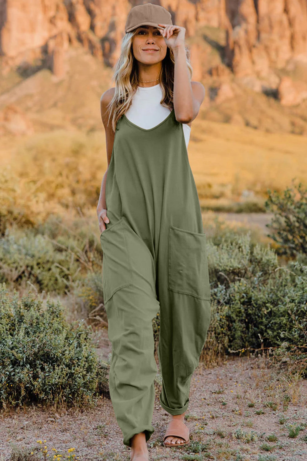 Roam V-Neck Pocketed Jumpsuit