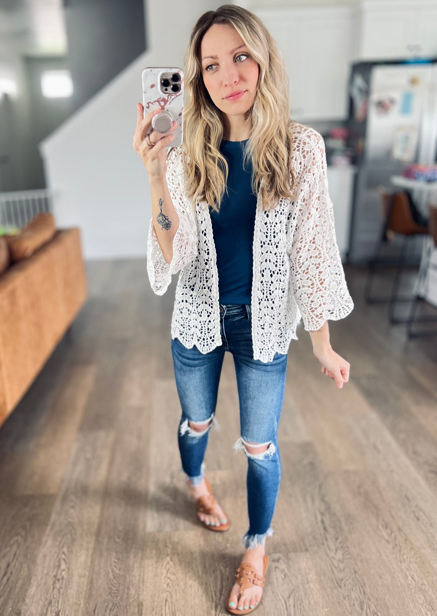 Elegant Leaf Crochet Cardigan