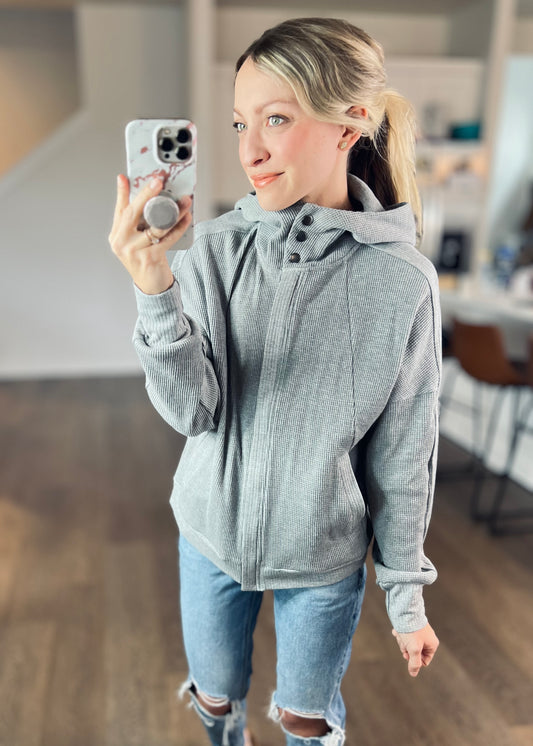 *free ship today* Cameron Full Zip Waffle Hoodie