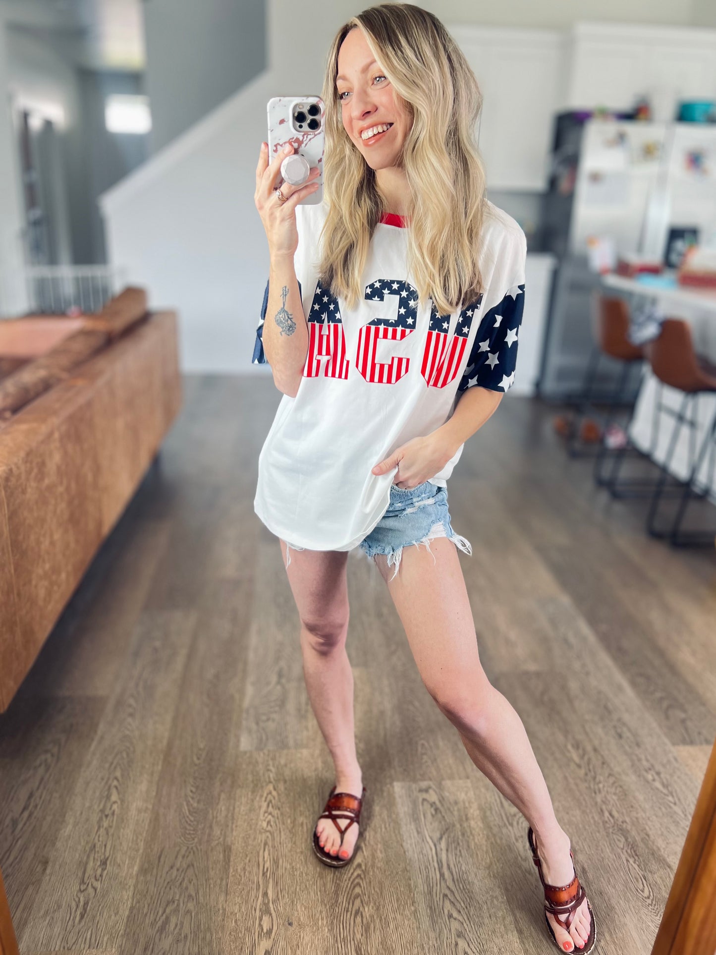 *free ship today* USA Print Boyfriend Tee