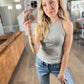 Skinny Rib Grecian Neck Built in Bra Tank