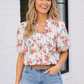 Blooming With Joy Ivory Floral Puff Sleeve Top