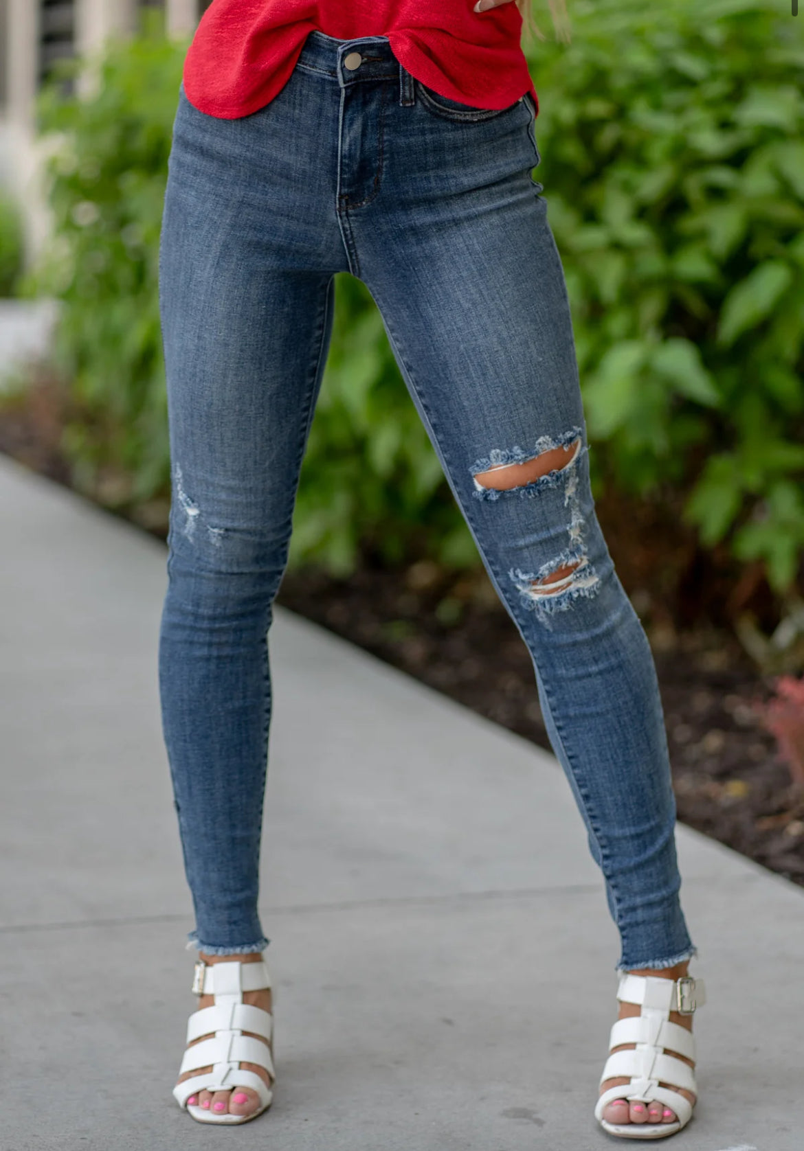 High Waist Distressed Skinny Jeans - Judy Blue