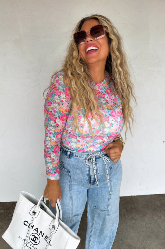 PREORDER: Pink Spring Floral Mesh Top// eta 2-3 weeks // limited stock