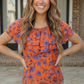 Rust Bloom Ruffle Top