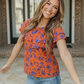 Rust Bloom Ruffle Top