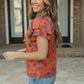 Rust Bloom Ruffle Top
