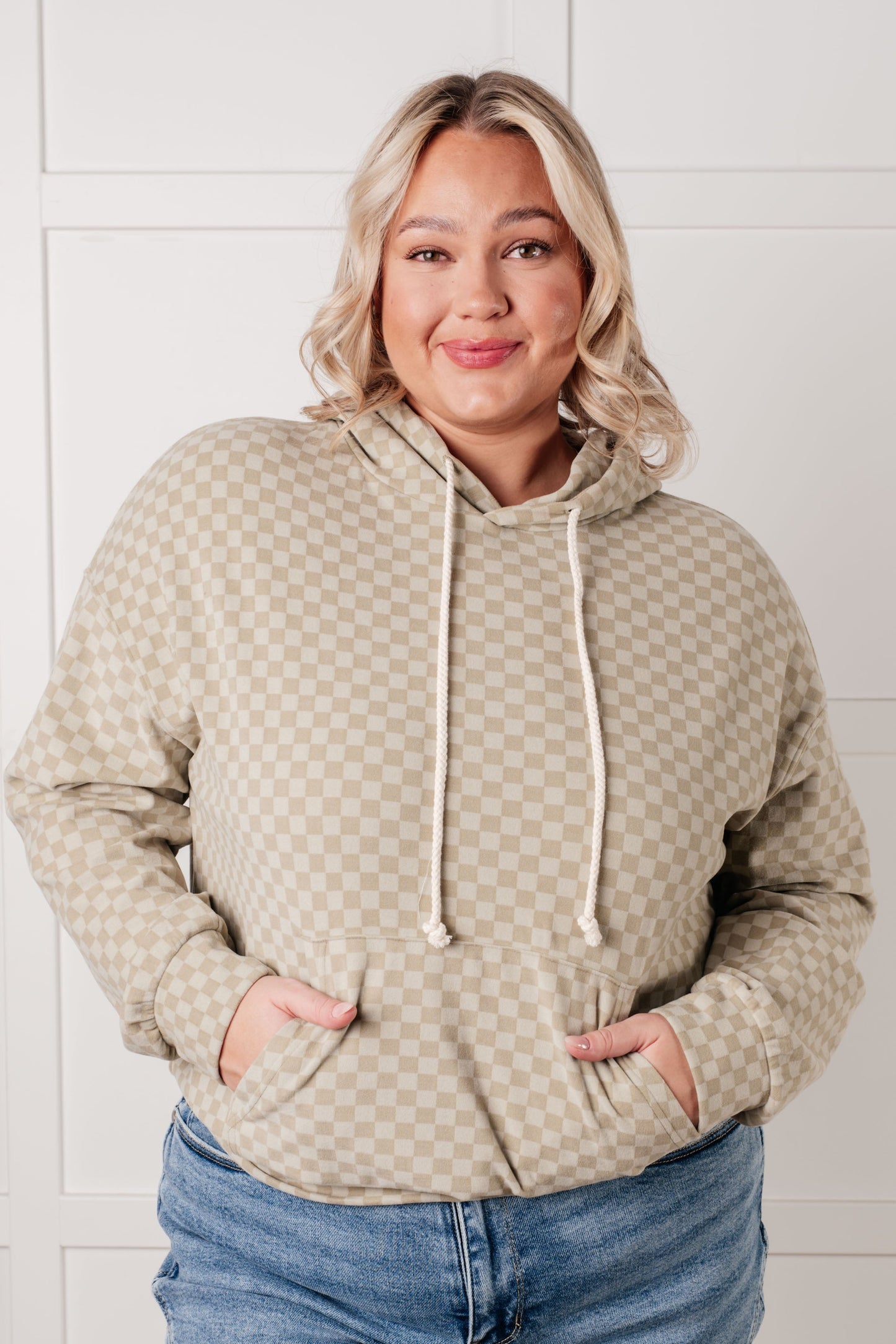 Luxe Checkered Hoodie in Sage