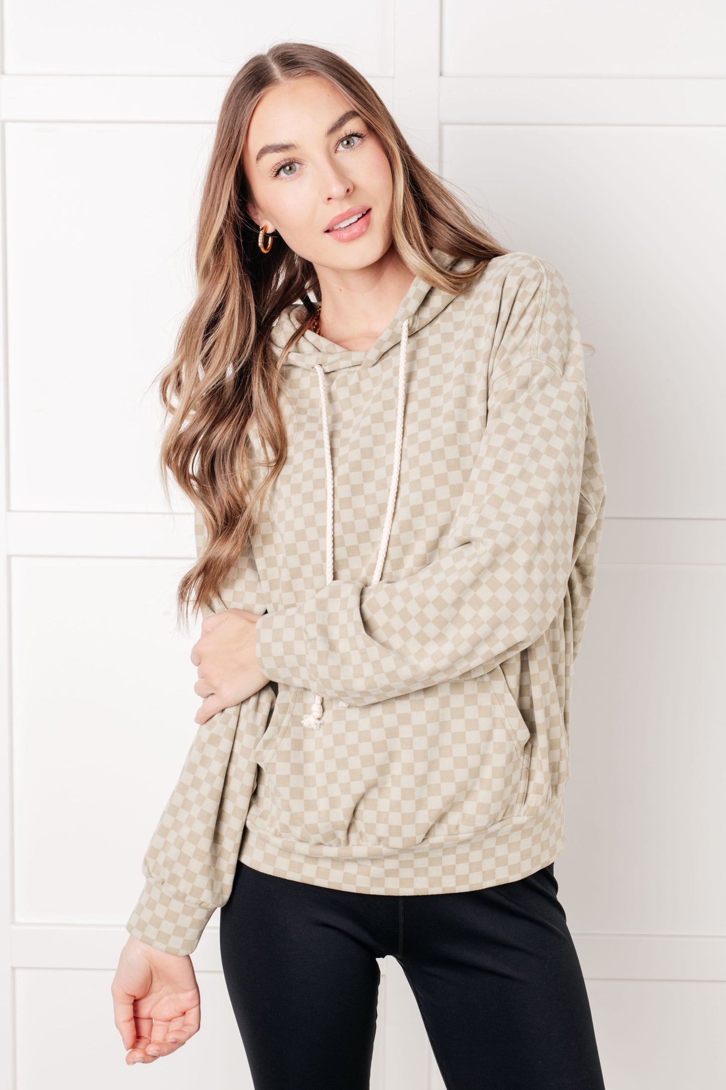Luxe Checkered Hoodie in Sage