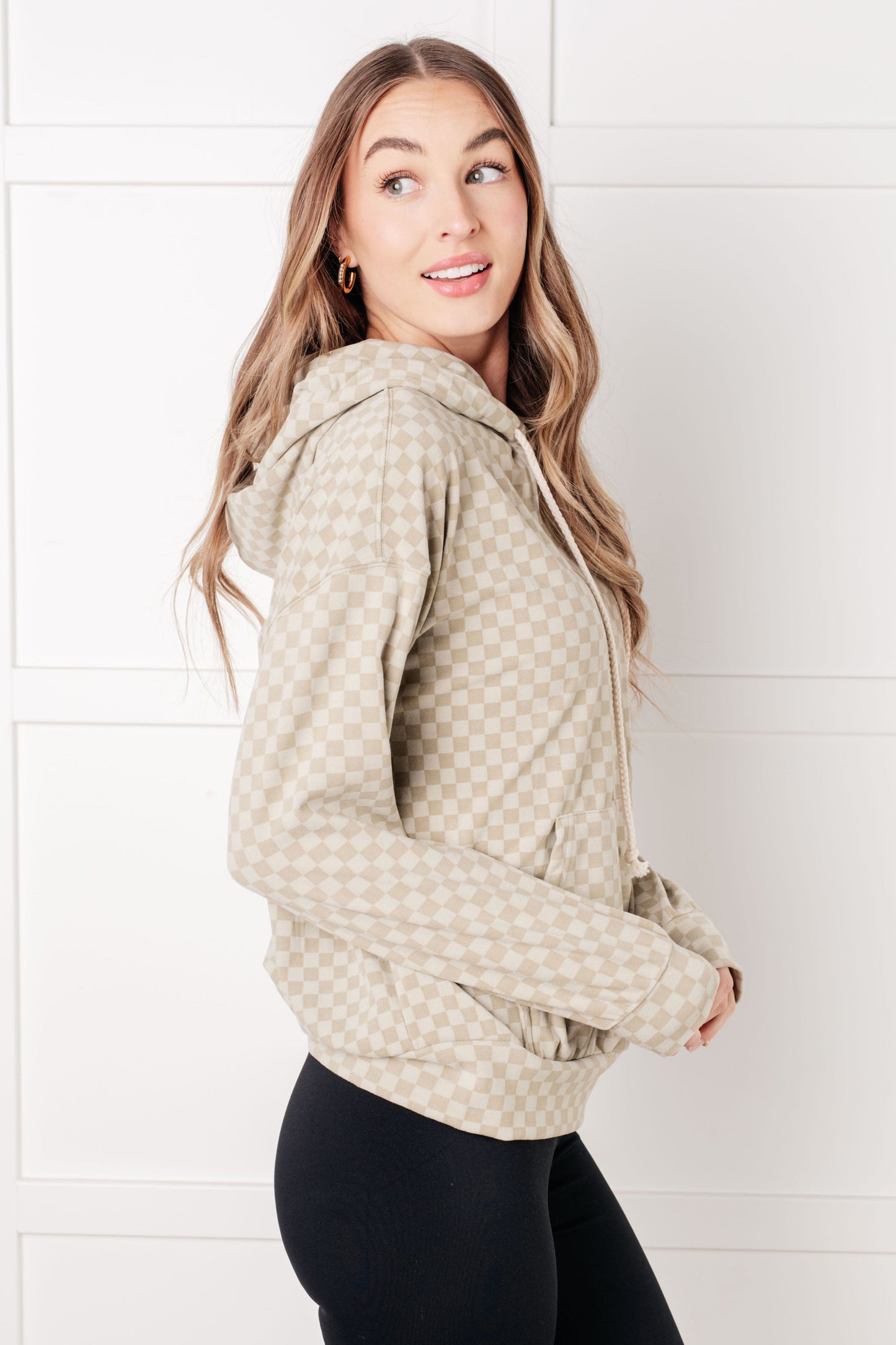 Luxe Checkered Hoodie in Sage