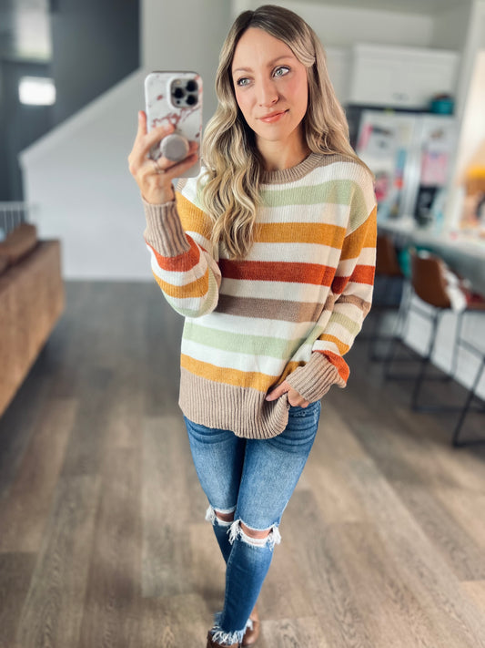*free ship today* Falling Leaves Stripe Sweater
