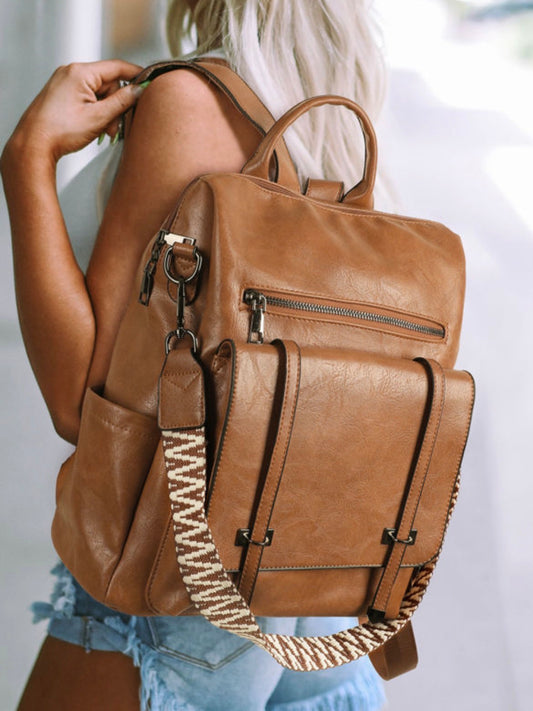 *free ship today* Brown PU Leather Backpack