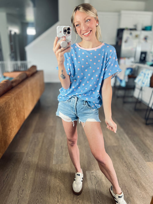 SHIPS FREE TODAY // Pink Pop Polka Dot Top
