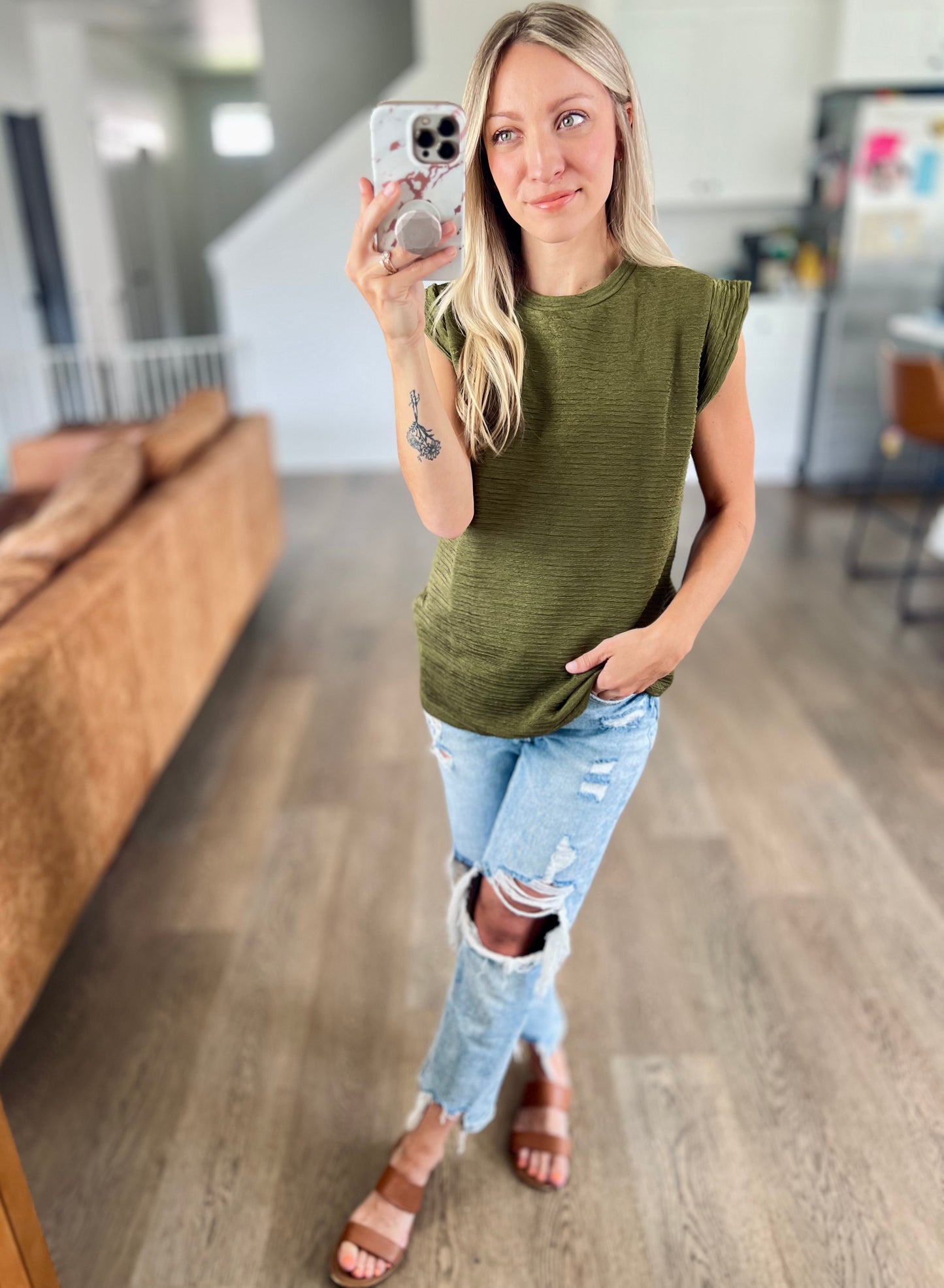 [4 colors] Myla Textured Round Neck Top
