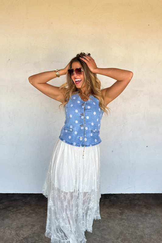 PREORDER: Sprinkle Me Denim Vest // eta July