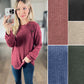 Mandy Decor Button Long Sleeve Ribbed T-Shirt