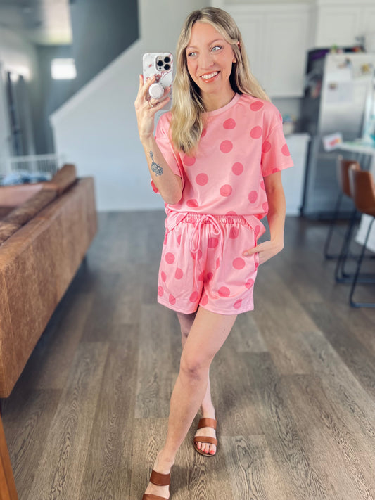 Trudy Polka Dot Set in Pink