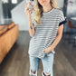 Sailing the Seas Stripe Button Top