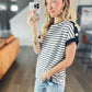 Sailing the Seas Stripe Button Top