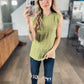Eyelet Round Neck Cap Sleeve Top in Matcha Green