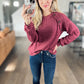 Mandy Decor Button Long Sleeve Ribbed T-Shirt