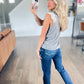 Lace Cross Front Top in Grey