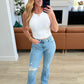 Mid Rise Destroyed Hem Distressed Jeans - Judy Blue