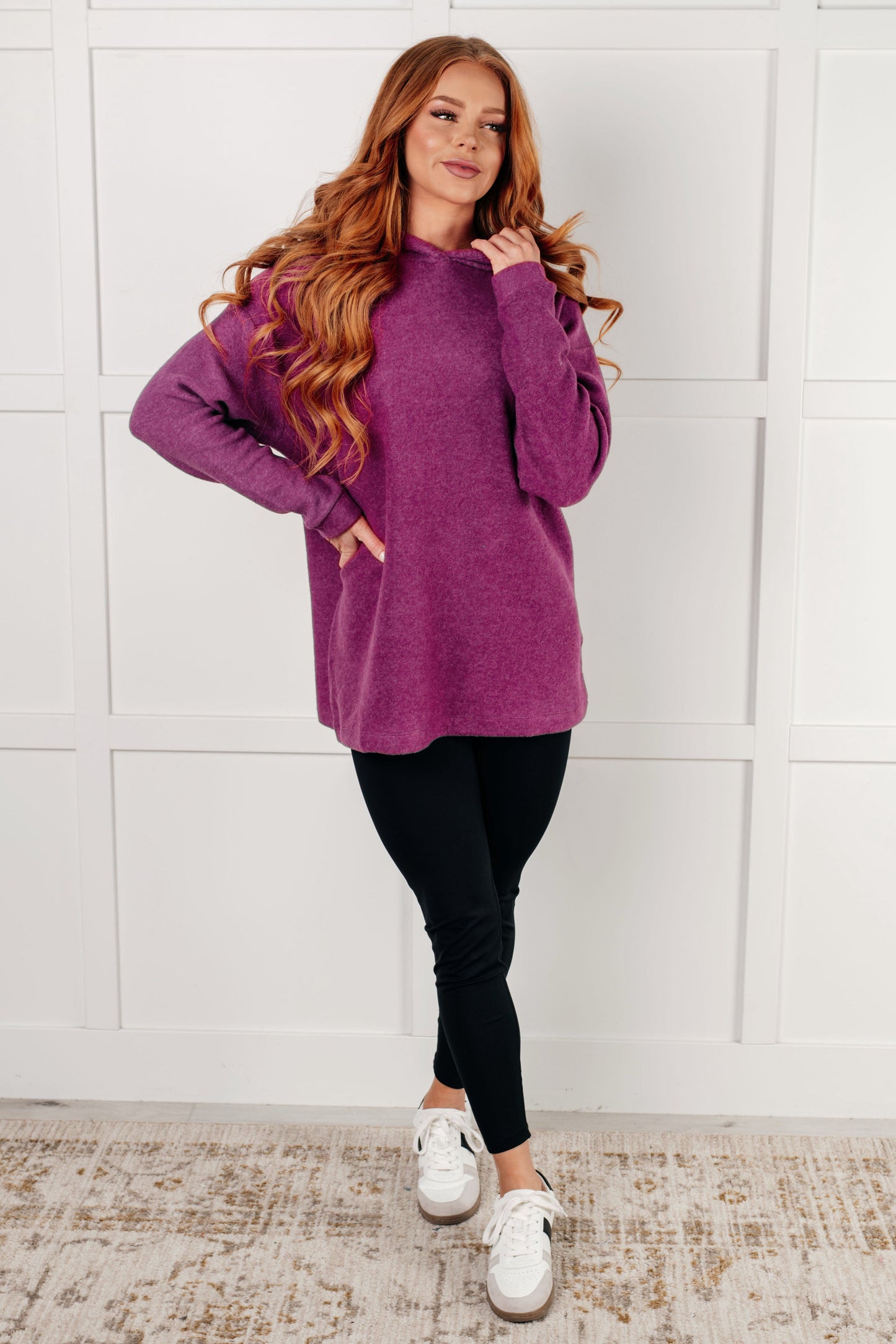 Maggie Brushed Hoodie in Light Plum