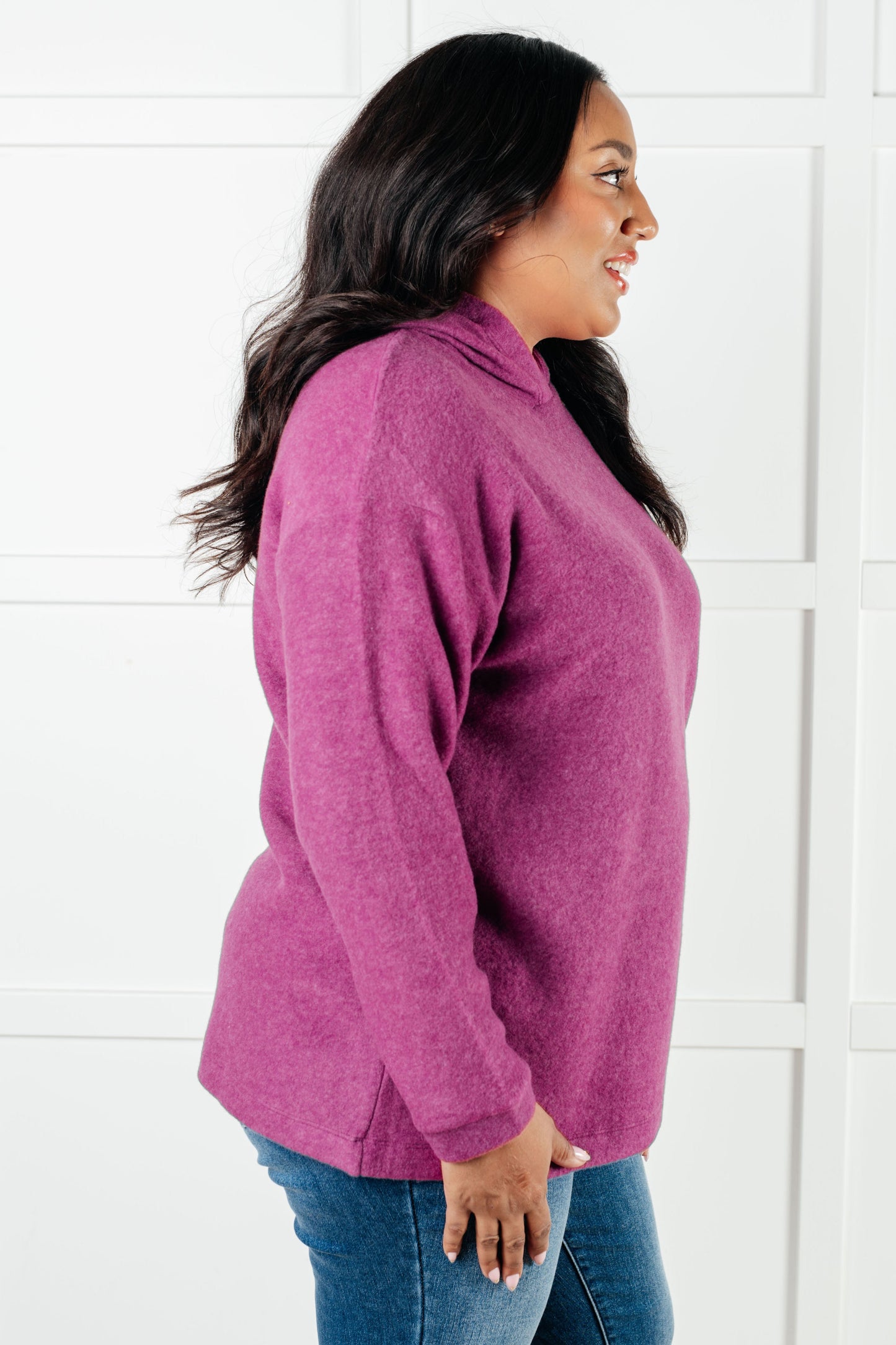 Maggie Brushed Hoodie in Light Plum