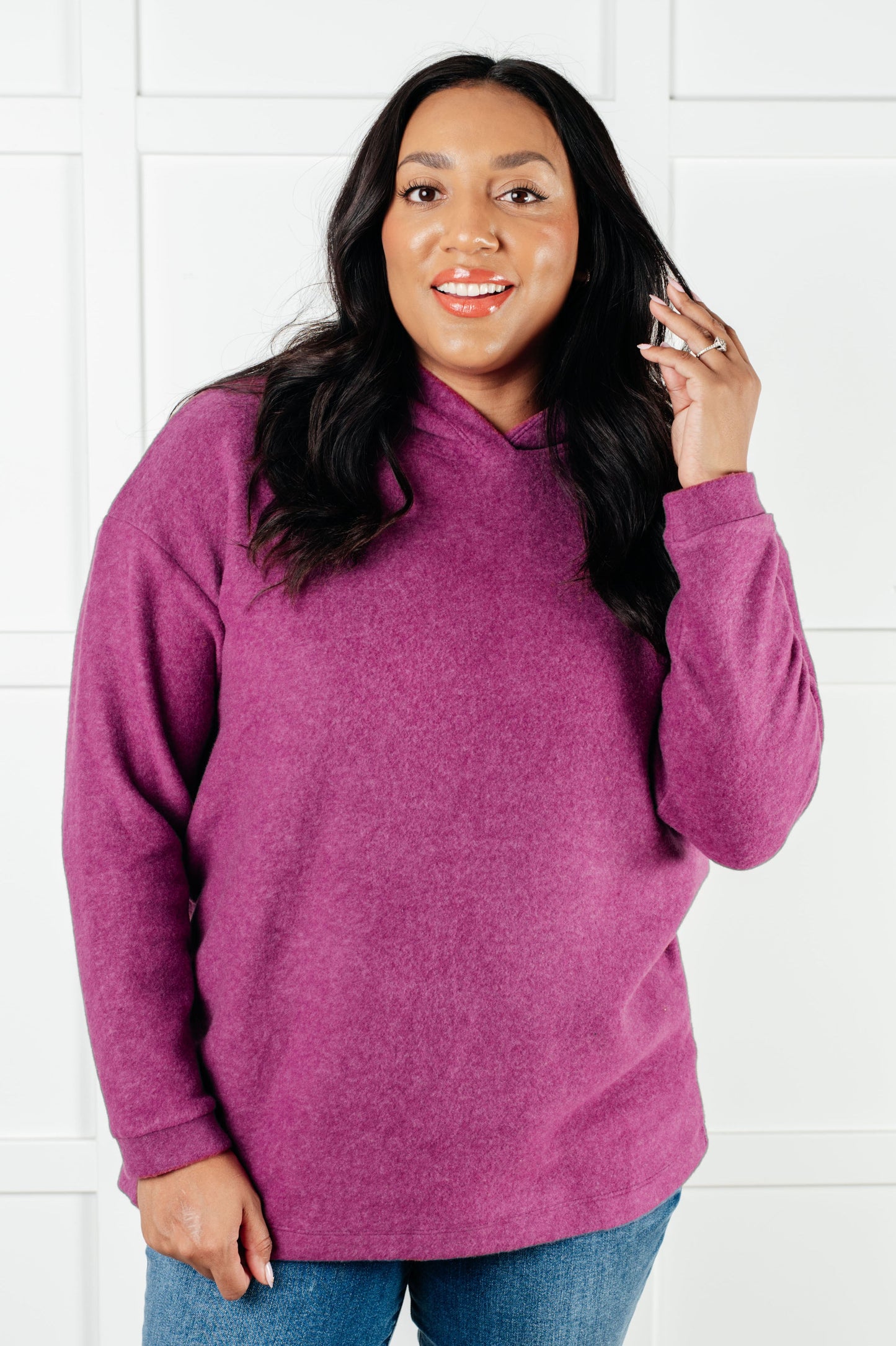 Maggie Brushed Hoodie in Light Plum