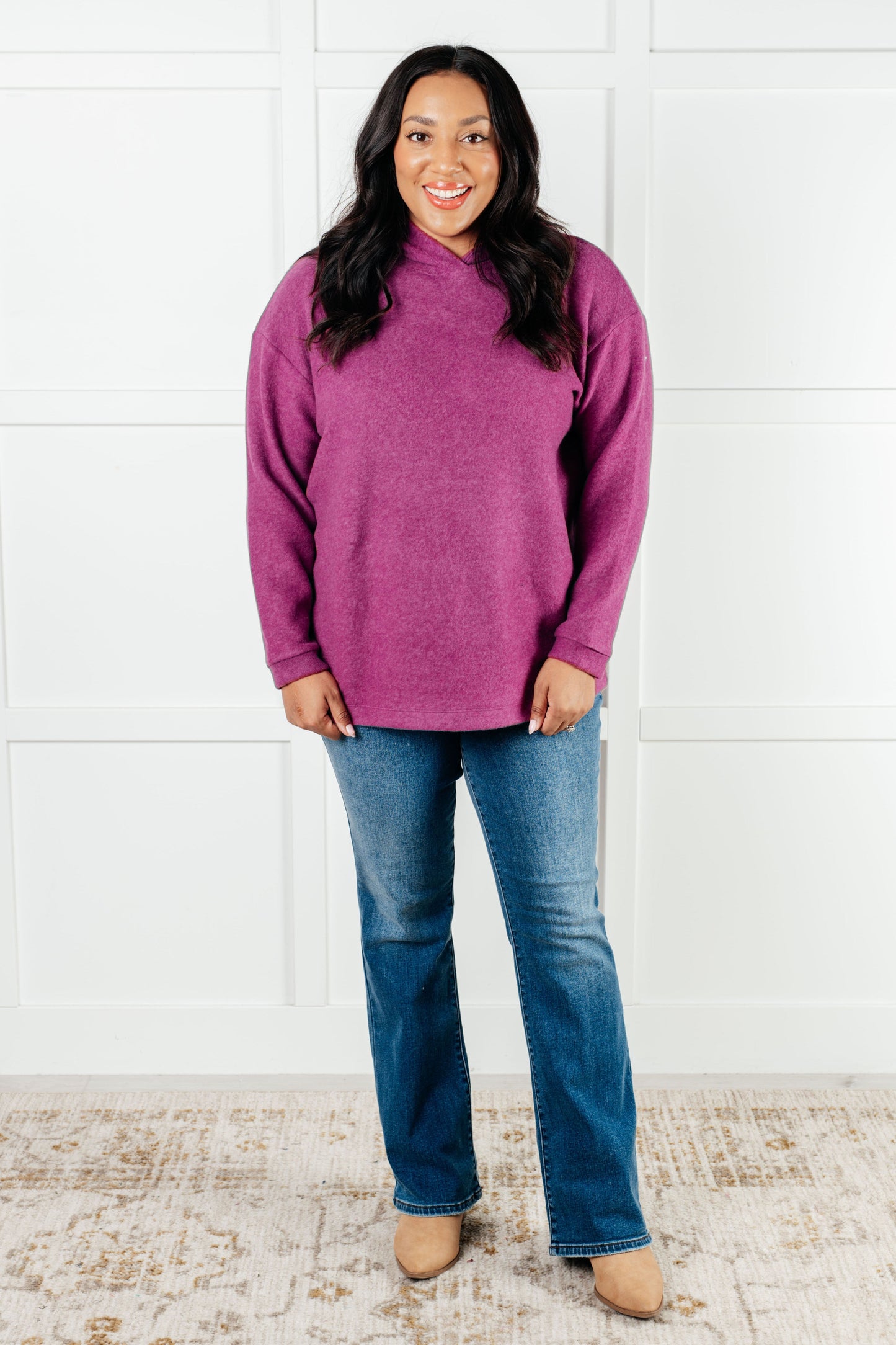 Maggie Brushed Hoodie in Light Plum