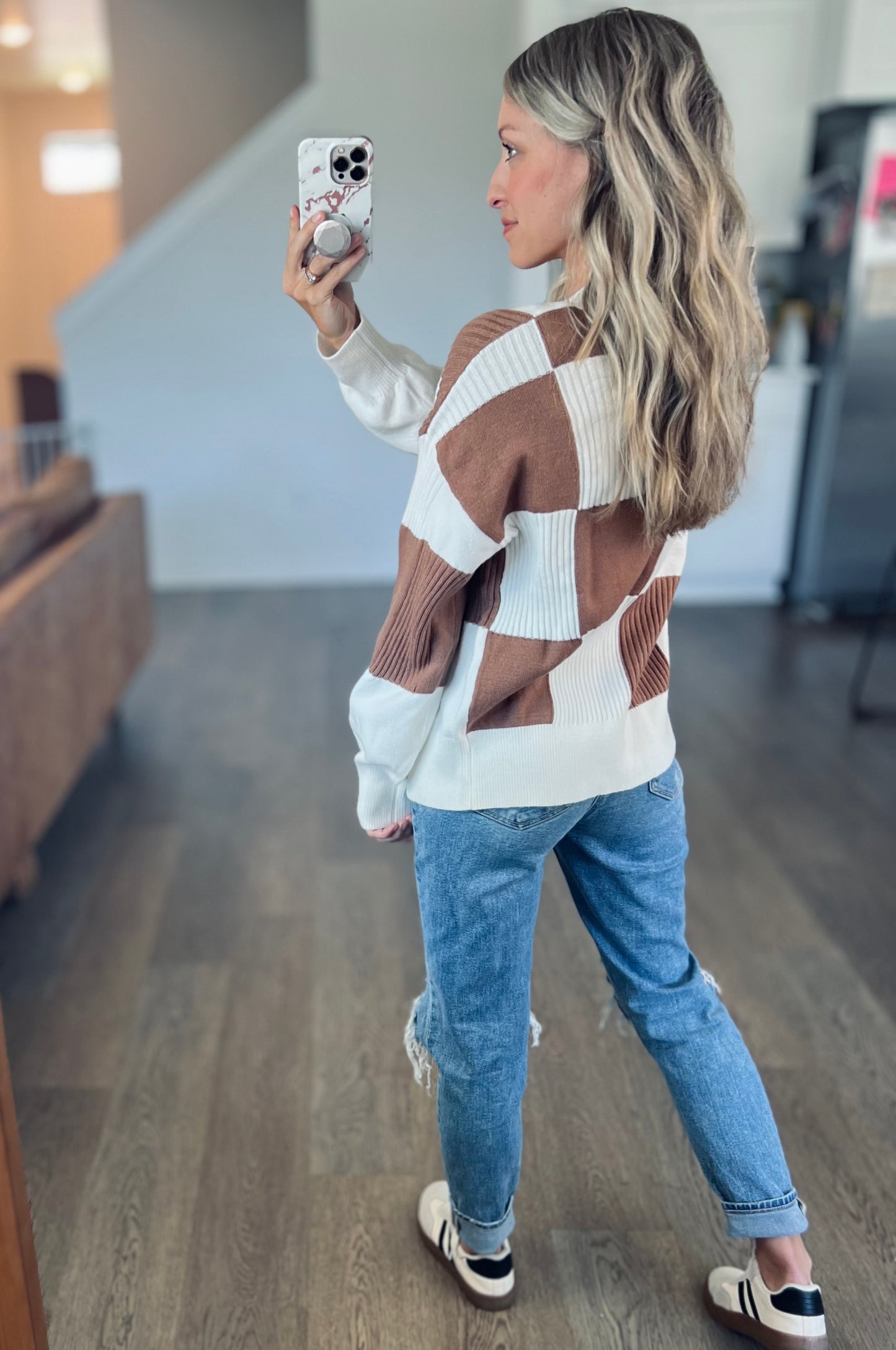 *free ship today* Mila Cream & Brown Cardi